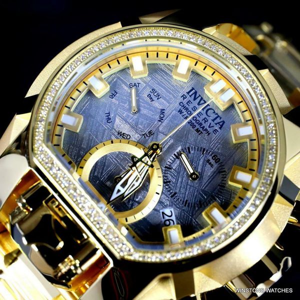 

Invicta Reserve Magnum meteorite diamond швейцарские часы новые 52 мм позолоченные MVT
