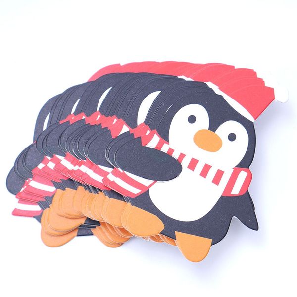 

50pcs kids santa claus penguin lollipop christmas paper card candy xmas good natal decorations for home
