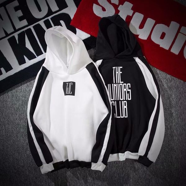 

hoodie autumn & winter men plus velvet korean-style teenager lettered trend students couples casual hooded jacket, Black