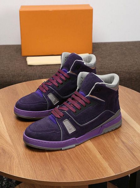

l902 new fashion men high shoes canvas casual sports shoes man anti-slip designer shoes purple and white size 39-45, Black
