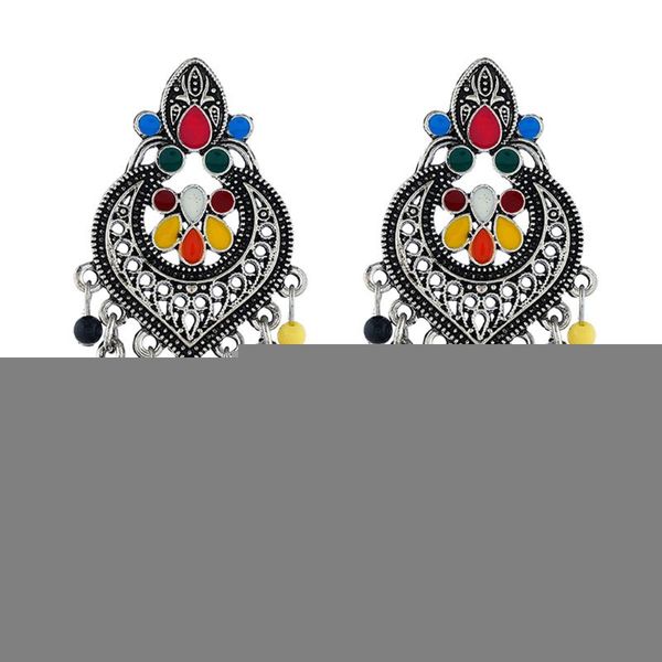 

retro bollywood kundan jhumka jhumki drop earrings gypsy fashion jewelry, Silver