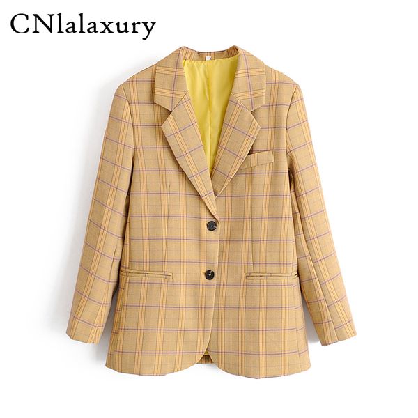 

vintage stylish plaid blazer coat women 2020 fashion notched collar suit long sleeve blazers female outerwear chic jacket, White;black
