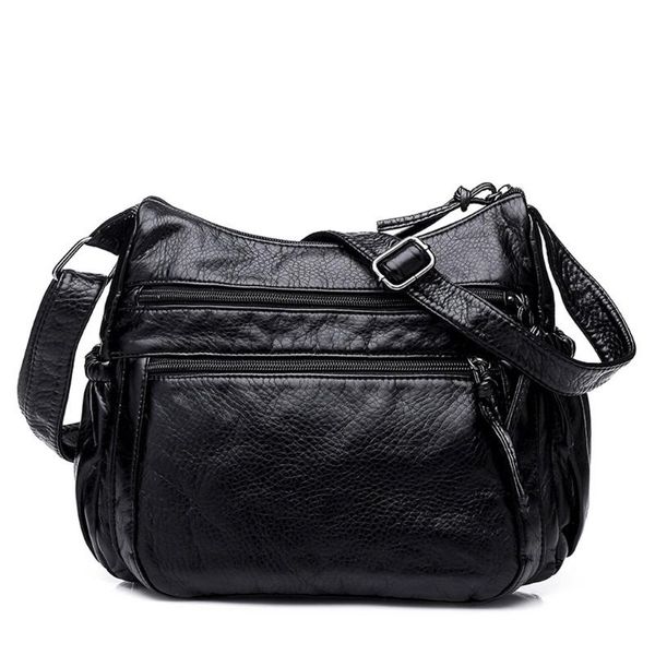 

2020 large capacity messenger handbag retro leather shoulder bag solid color tote bags for women torebki damskie