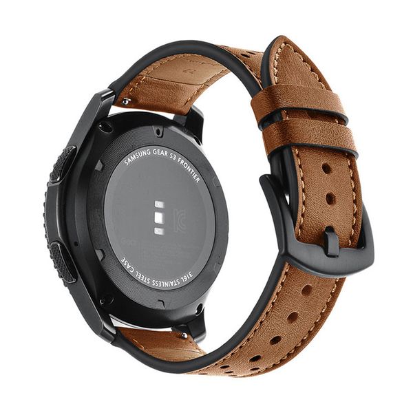 

22mm/20mm strap for samsung galaxy 46mm/42mm s3 frontier active huawei watch gt amazfit bip/gtr 47mm genuine leather band, Black;brown