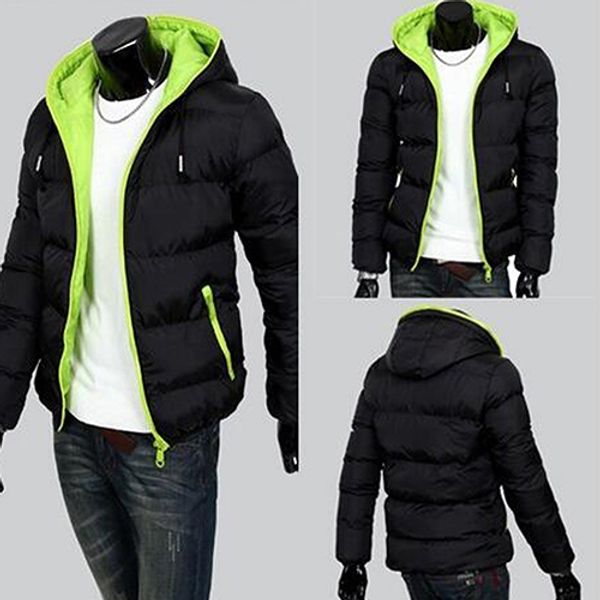 

men fashion casual hoodie coat overcoat pure solid color hooded down coats warm clothing autumn winter wear, Black;brown
