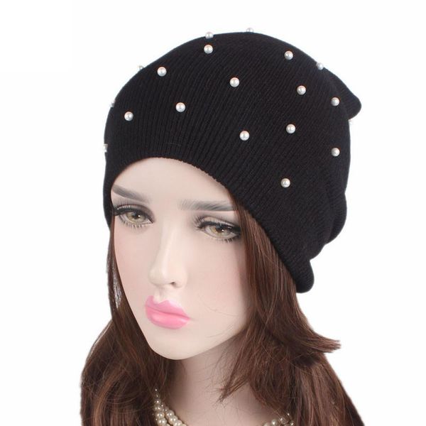 

women winter hat cap women beanies knitted pearl beanies winter hats women keep warm skullies hats female #815, Blue;gray