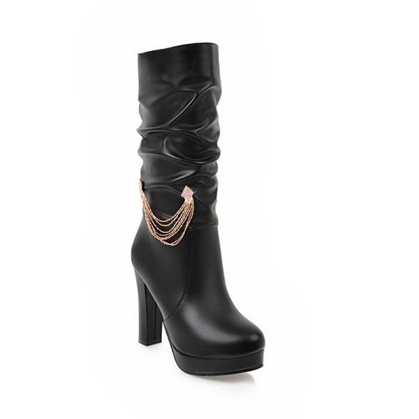 

in 2017 the new joker waterproof taiwan high-heeled boots in thick with size size 32, 1212-43 female boots