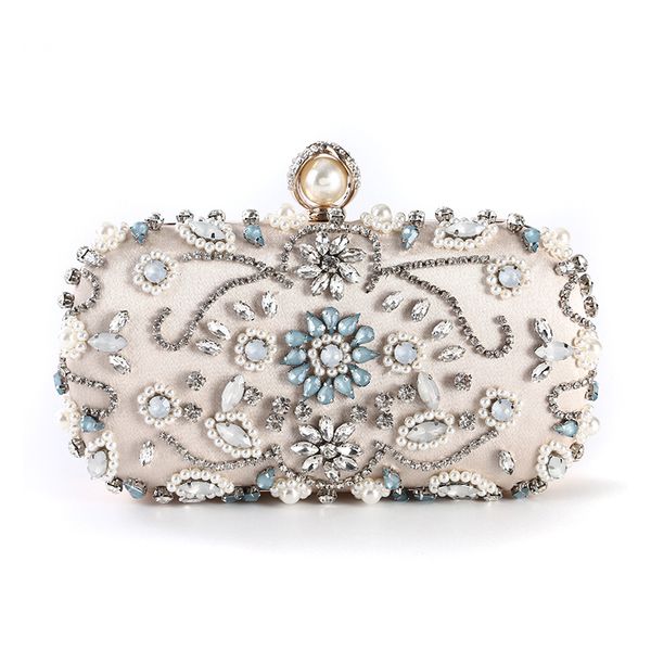 

evening bag the diamond inserts are all handmade beaded embroidered evening bag hand bags for party/wedding/baquet, Black