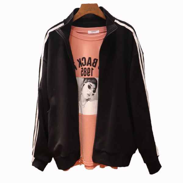 

outdoor sports baseball jacket men womens spring autumn loose cardigan stand collar coat hiking running training jackets, Black;red