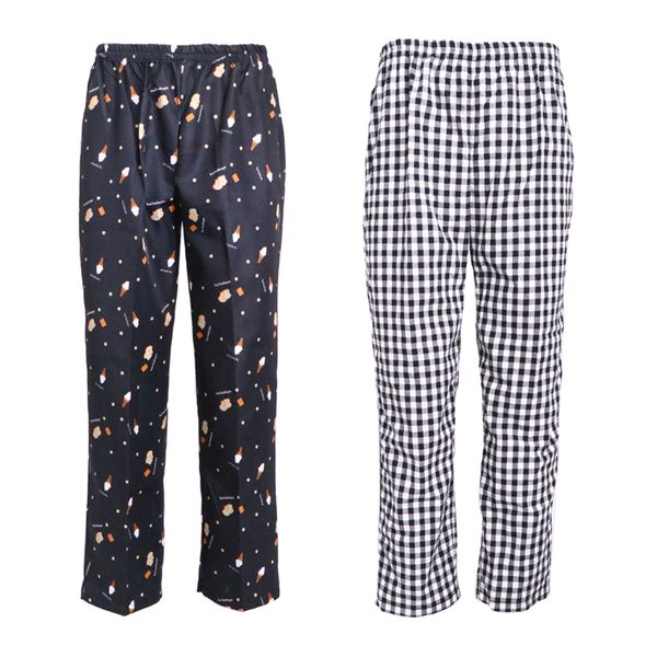

2pcs chef pants restaurant elastic comfy work trousers 2 pattern