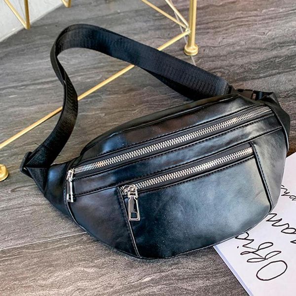 

new chest bag waist bags shoulder crossbody bags fashion double zipper leather wild casual personality large capacity