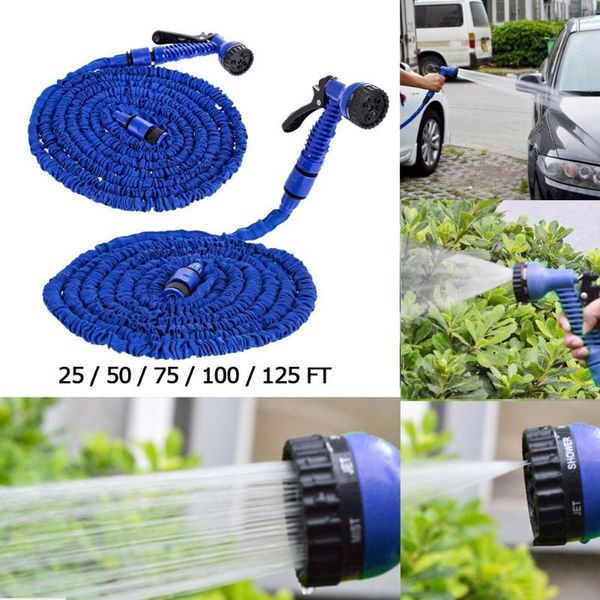 

25ft-200ft garden hose expandable flexible plastic hoses water pipe with spray gun for car garden watering