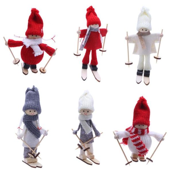 

cute cartoon skiing plush snowman doll christmas tree hang ornaments decor