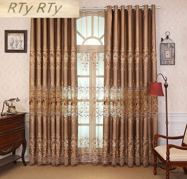 

luxury customized european finished curtain gold luxury villa living room bedroom water soluble embroidery curtain fabric