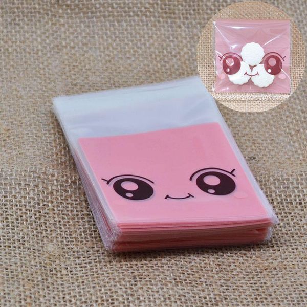 

100pcs lovely cartoon flower cookies biscuits bags self-adhesive party wedding bag cake candy gift bags baking package 7*7cm