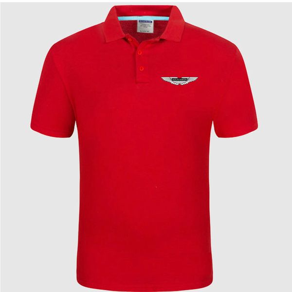 

aston martin logo polo shirt men summer short sleeve polo shirt cotton spring casual men's polos g
