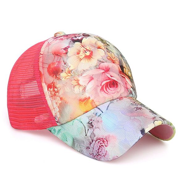 

gootrades women's flower printed baseball caps gorras sun hats breathable mesh hat summer cap for girls snapback casquette, Blue;gray
