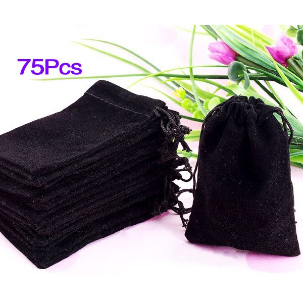 

75x black velvet drawstring jewelry gift bags pouches hot, Pink;blue