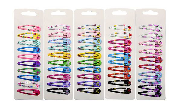 

10pcs mix color dif prints heart flower bow hairgrip hair clip snap hair clips for children girls accessories women jxn007, Slivery;white