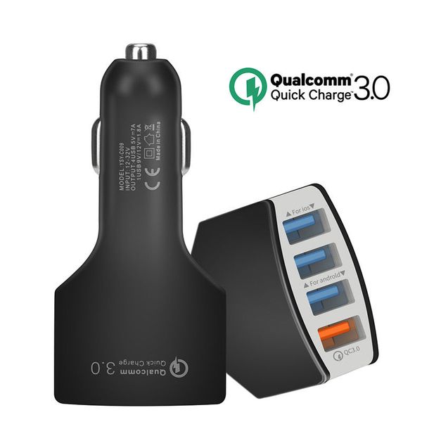 4 Port USB Car Charger Adapter Quick Charge 3.0 Fast Charging For iPhone Samsung