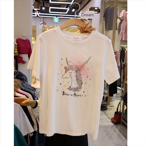 

east gate 2020 единорог напечатаны футболку бисером все-матч топ моды east gate 2020 для женщин единорог напечатаны футболки женщин бисером, White