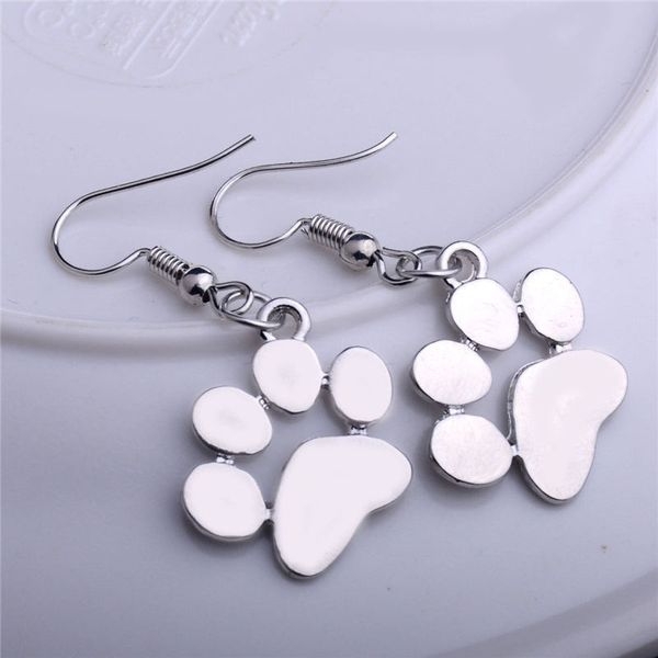 

fashion animal cat dog print dangle earrings classic lady ear hook drop earrings jewelry for women party gift, Silver