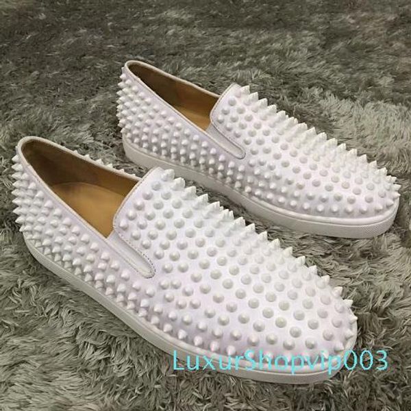 

with box 2019 spikes roller boat sneaker shoes men women red bottom low genuine leather walking flats outdoor trainers shoes, Black