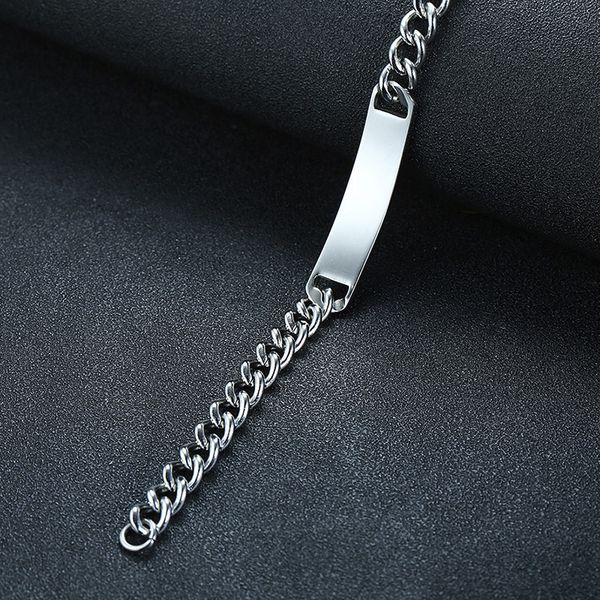 

personalized custom bracelets for women men never fade solid silver color tone stainless steel family bff birthday love gifts, Black