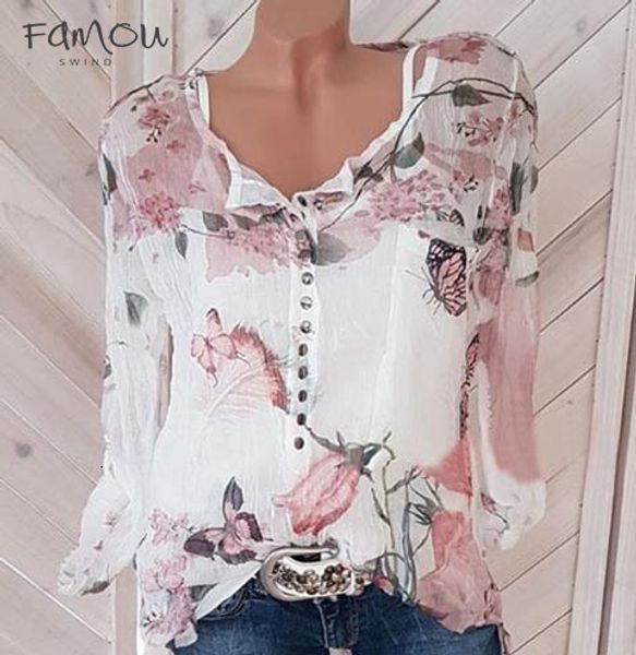 

Spring 2019 Chiffon V-Neck Women Blouse Long Sleeve Shirts Floral Plus Size Top Office Sexy Casual Lady Blusas