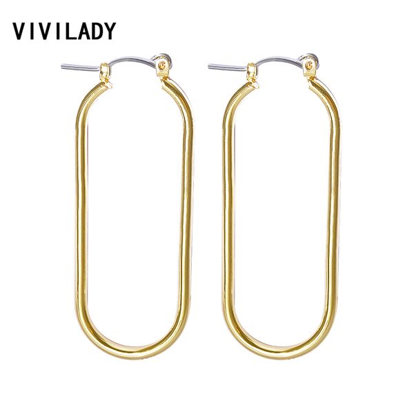 

vivilady fashion statement square big hoop earrings women larger geometric modern boho brincos party lover jewelry gift, Golden;silver