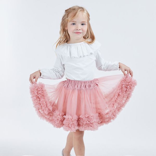 

kids girls tutu skirts tulle ruffles short pettiskirt toddler 6 colors tutu dance skirt party performance petticoat, White;blue