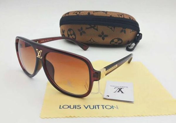 

fashion luxury evidence sunglasses retro vintage men designer shiny gold frame laser logo women with package, Silver