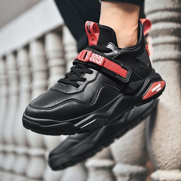 

shoes men sneakers big size 39-45 men's leather casual hip hop shoes men flats designer high quality, Black