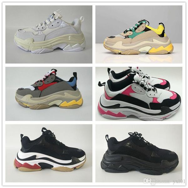 

2018 fashion paris 17fw triple-s sneaker triple s casual dad shoes for men's women beige black ceahp sports designer shoe size 36-45