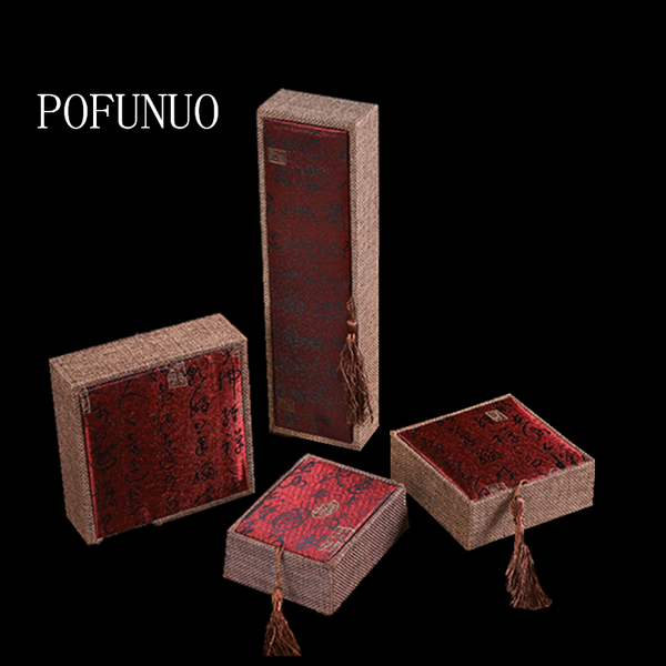 

pofunuo различные ancient poetry jewelry box деревянные burlap кисточкой из бисера box джейд браслет упаковка empty, Pink;blue