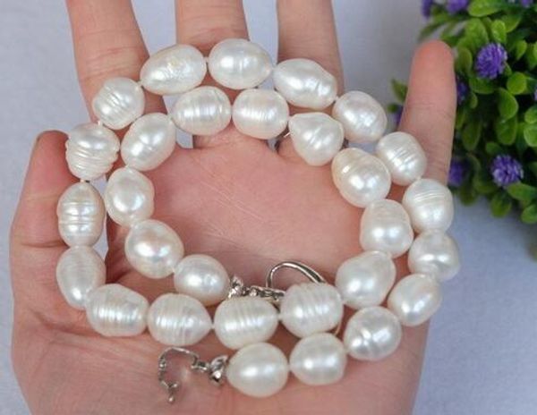 

12-13 mm natural akoya blanco mar sur barroco collar de perlas 18 "pulgadas, Silver