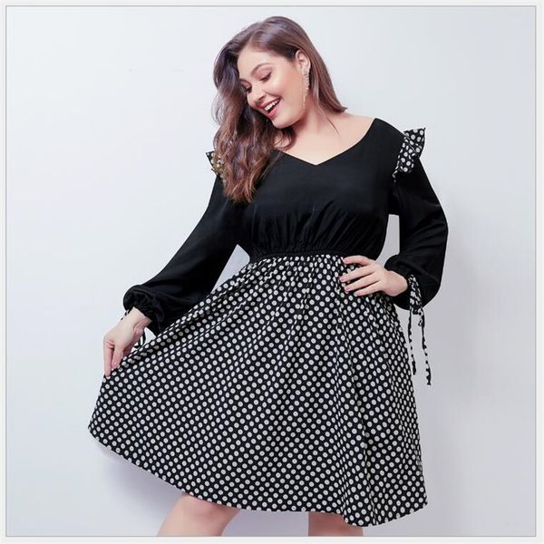 

new spring autumn dress large size fashion casual dress elegance women plus size women clothing vestidos r055, Black;gray
