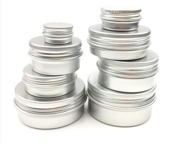 100PCS / lot 5g 10g 15g 30g 40g 50g 60g de alumínio Tin Jars vazio do metal Cosmetic Face Care Eye Creme Lip Balm Gloss Embalagens