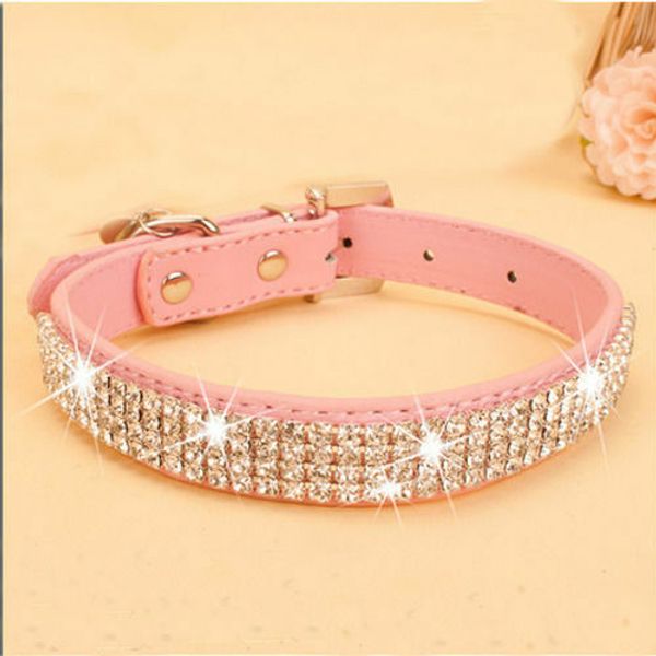 

bling rhinestone leather crystal diamond puppy collar pet dog collars us stock