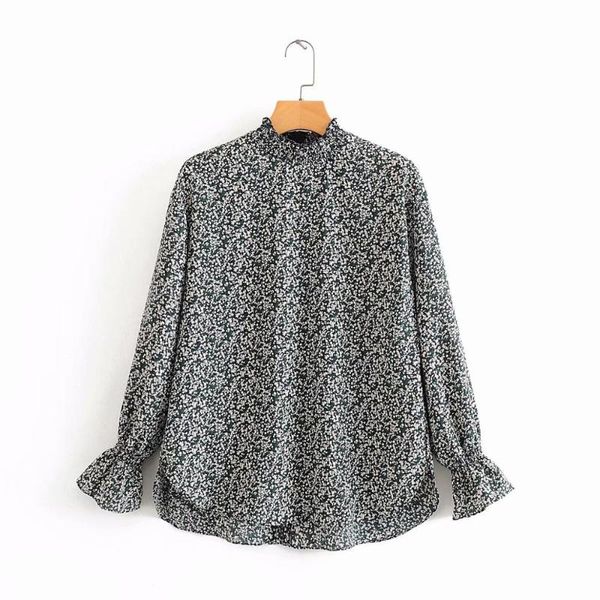 

2020 женщины старинные стенд воротник цветочный принт пуловер блузка женский агарик кружева обратно молния рубашки шикарный бренд blusas топ, White