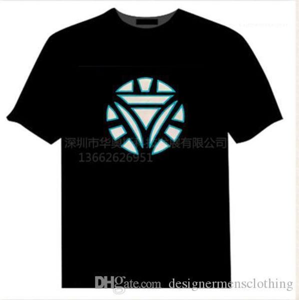 

music light emitting short sleeve tshirt light emitting diode marvel movies male clothing mens summer printed tshirts sound control, White;black
