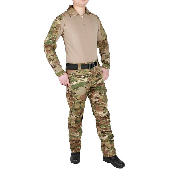 

tactical camouflage military uniform clothes suit men us army multicam airsoft combat shirt + cargo pants elbow knee pads, Red