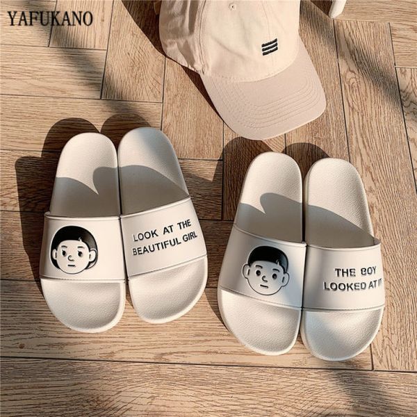 

ins korean cartoon shoes women slippers summer casual soft outside indoor slippers beach cool cute babouche house rubber slip on, Black