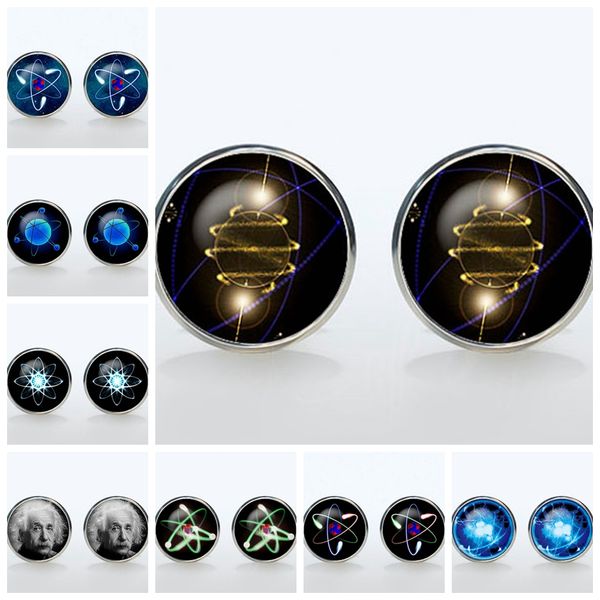 

atom cufflinks silver plated shirt button cabochon cuffl men groom wedding sleeve geekery science quantum physics gift