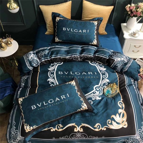 Blue Letter Bv Bedding Set Classic Fashion Bed Sheets Comforters