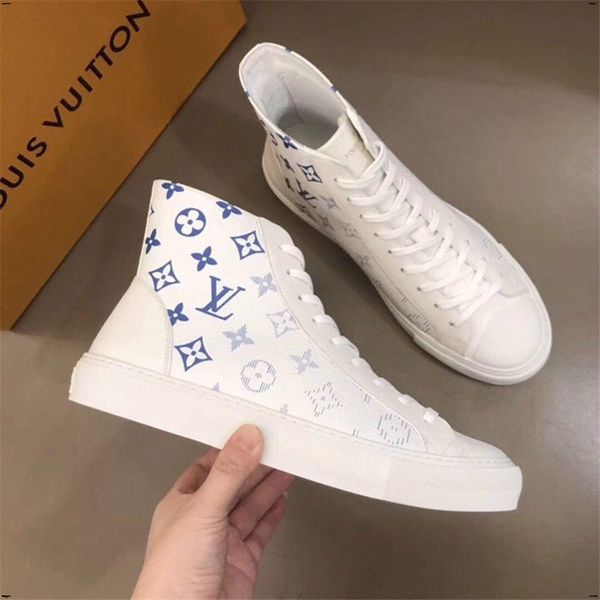 

21fw 2019 new high top мужская обувь цельнолитные мода марка мужская обувь осень flat повседневная обувь кожа кроссовки мужской обувь для хо, Black