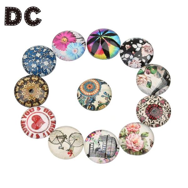 

other 20pcs/lot round flower po glass dome cabochon fit 10/12/14/18/20/25/30/35mm tray diy bracelet necklace jewelry making, Blue;slivery