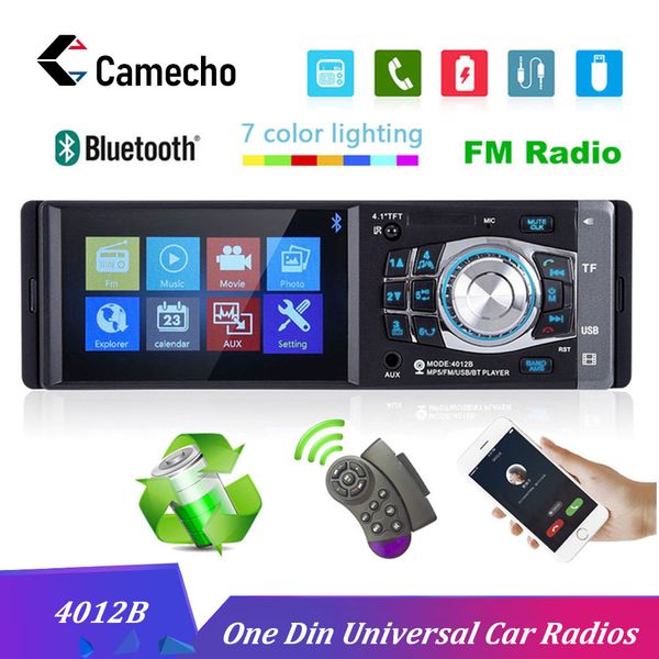 

камечо 1 din автомобильный радиоприемник автозвук стерео fm bluetooth 2.0 поддержка камера заднего вида usb рулевое колесо пульт дистанционн