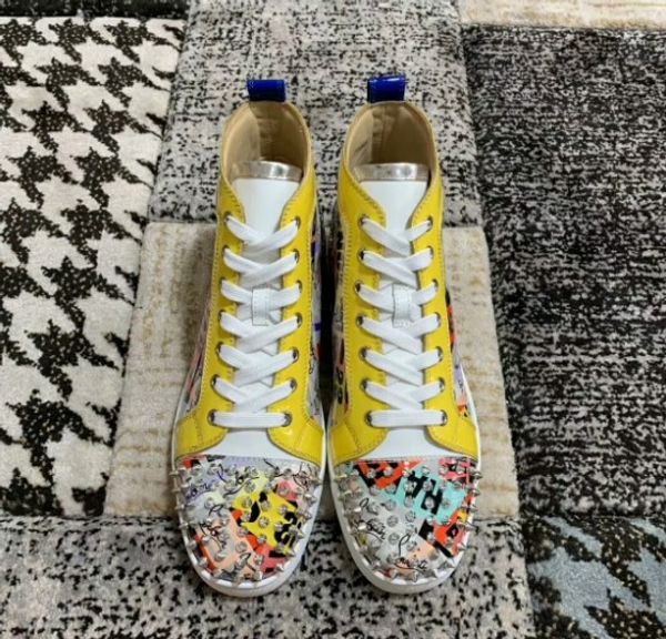 

spikes high red bottom pik pik studded sneakers women men luxury designer flat casual red sole casual flat shoes, Black