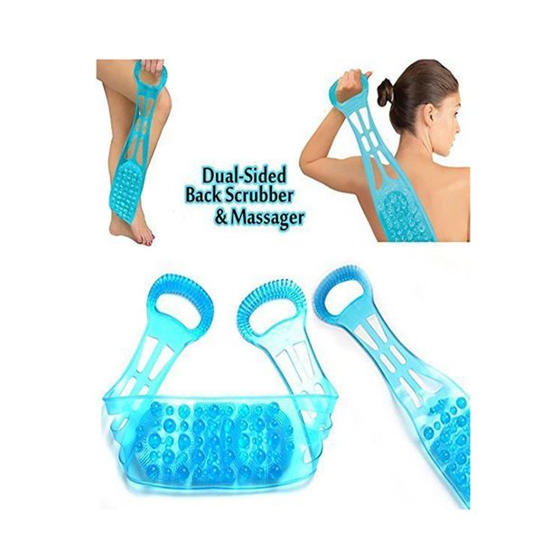 

new blue silicone dual sided backscrubber double chopping belt scrubber body brush cleaning tools massage brush washer bath bombs